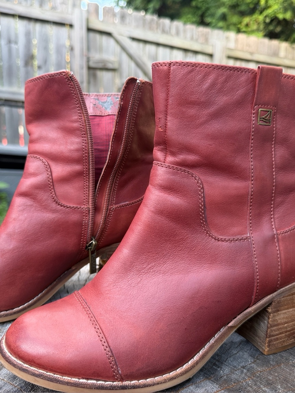 Sperry Chelton Ankle Boot Red Leather Heeled Boots